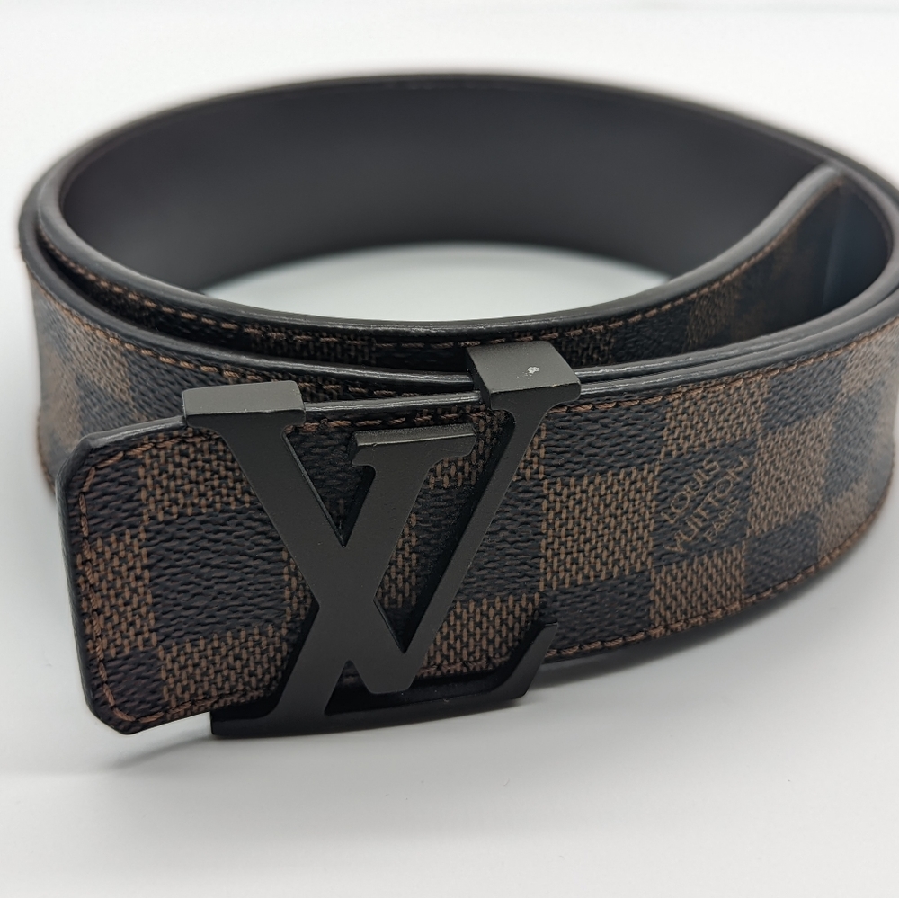 Louis Vuitton Mens Damier Ebene Canvas Belt